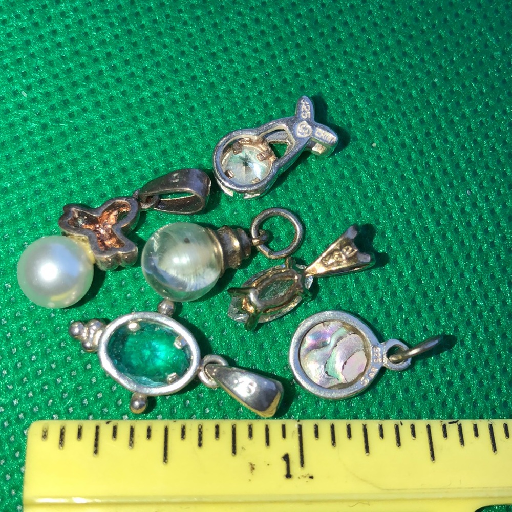 5 sterling silver +1 free charm pendant lot Mop CZ - Picture 3 of 4